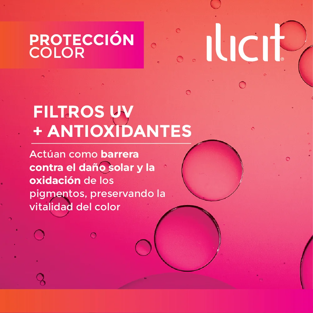 Filtros UV+ antioxidantes. Actúan como barrera contra el daño solar y la oxidación de los pigmentos, preservando la vitalidad del color